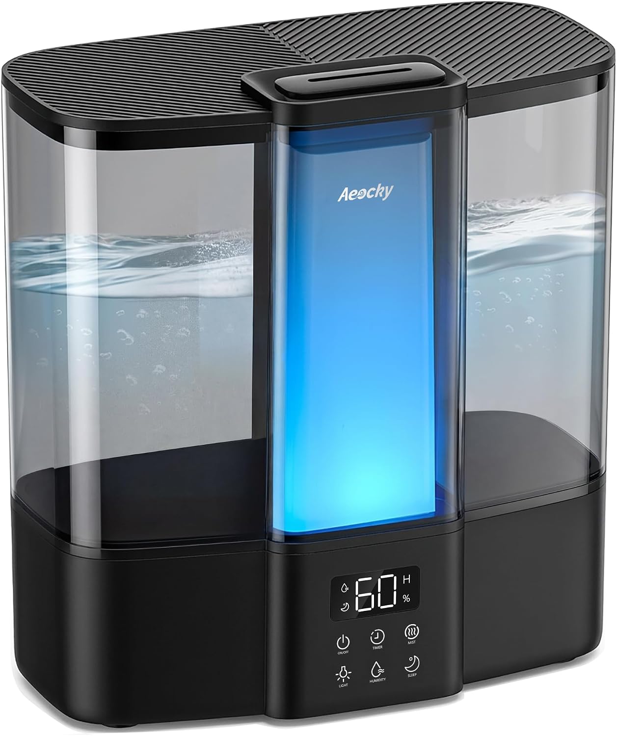 AEOCKY Geek-Level Ultrasonic Humidifier, 4L Top-Fill Cool Mist Diffuser | Air Humidifier for Baby Nursery, Bedroom, Plants, Large Room with Ambient Light, Timer, Sleep, Auto, Constant Humidity Mode