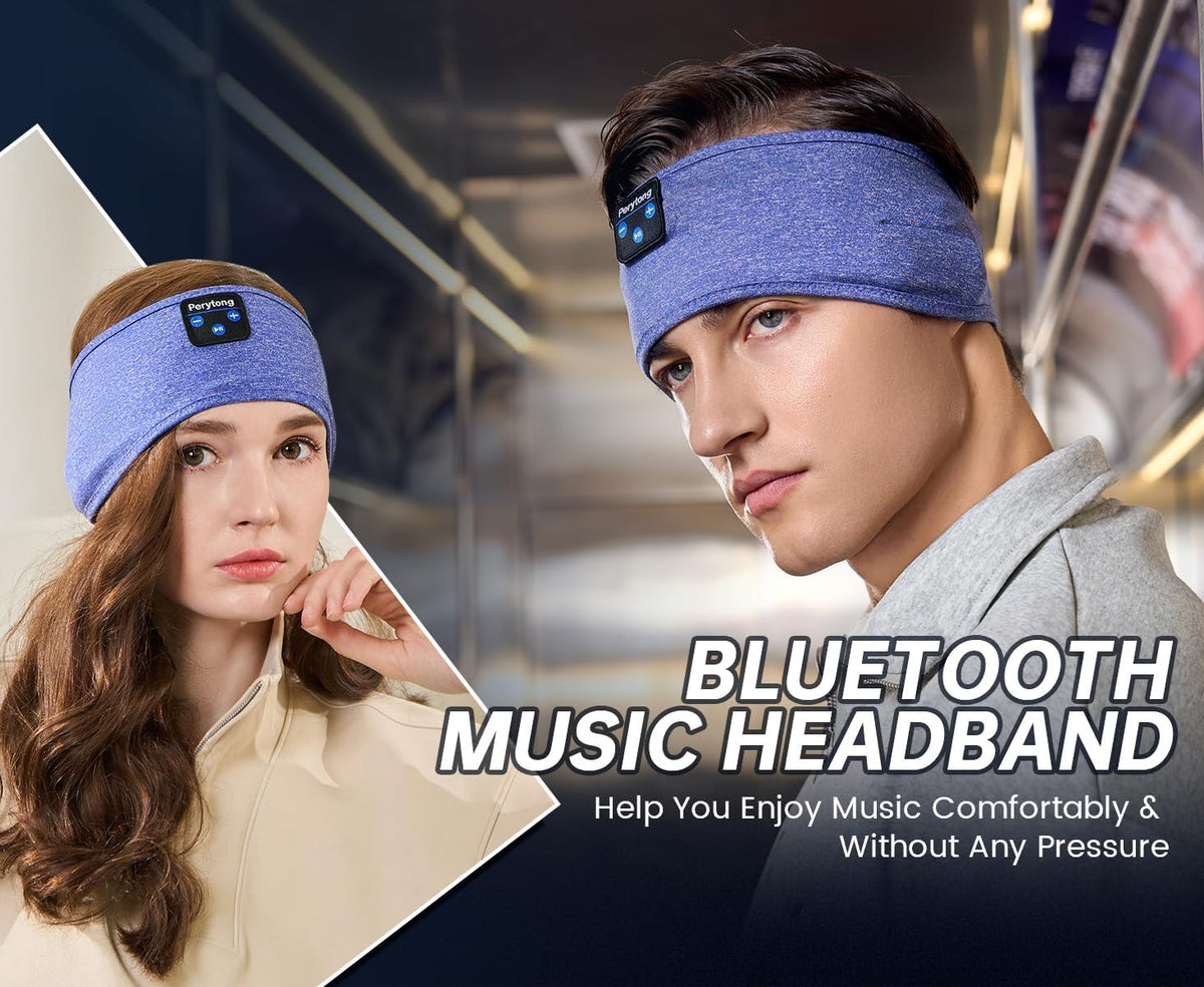 Perytong Sleeping Headphones Bluetooth Headband, Soft Long Time Play Sleeping Headsets with Built in Speakers Perfect for Workout,Running,Yoga,Travel, Darkgray