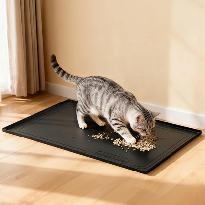 Under Sink Mat 22" X 19", Waterproof Silicone Cabinet Kitchen Liner, Gray | BPA-Free Raised-Edge Cabinet Protector & Leak Tray for Bathroom Cabinets, Boots, Pet Feeding Dog & Cat Mats, Dishwasher Safe