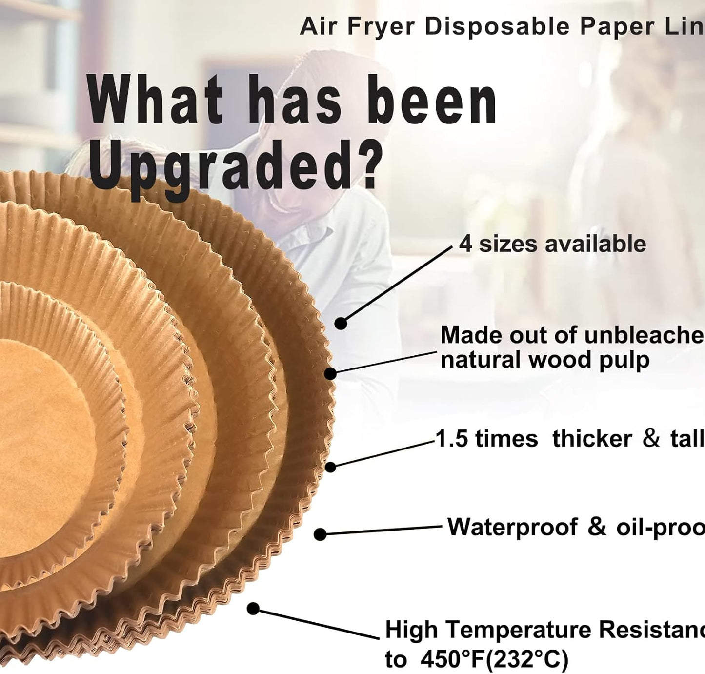 Air Fryer Liners Disposable 9 Inch, 9 inch Air Fryer Liners 125 Pcs Large Square Air Fryer Paper Liners for 5QT 6qt 8QT Air Fryer, Non-stick Parchment Paper for Frying, Baking