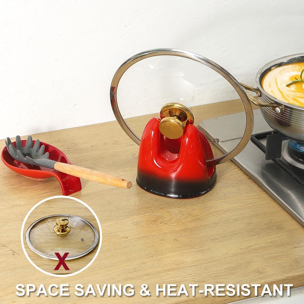 Nihow Ceramic Pot Lid Holder While Cooking for Kitchen Counter/Stove Top | Blue,Stable, Dishwasher Safe, Keep Counter Top Tidy and Clean,Water Proof,Saving Space,Heat Resistant
