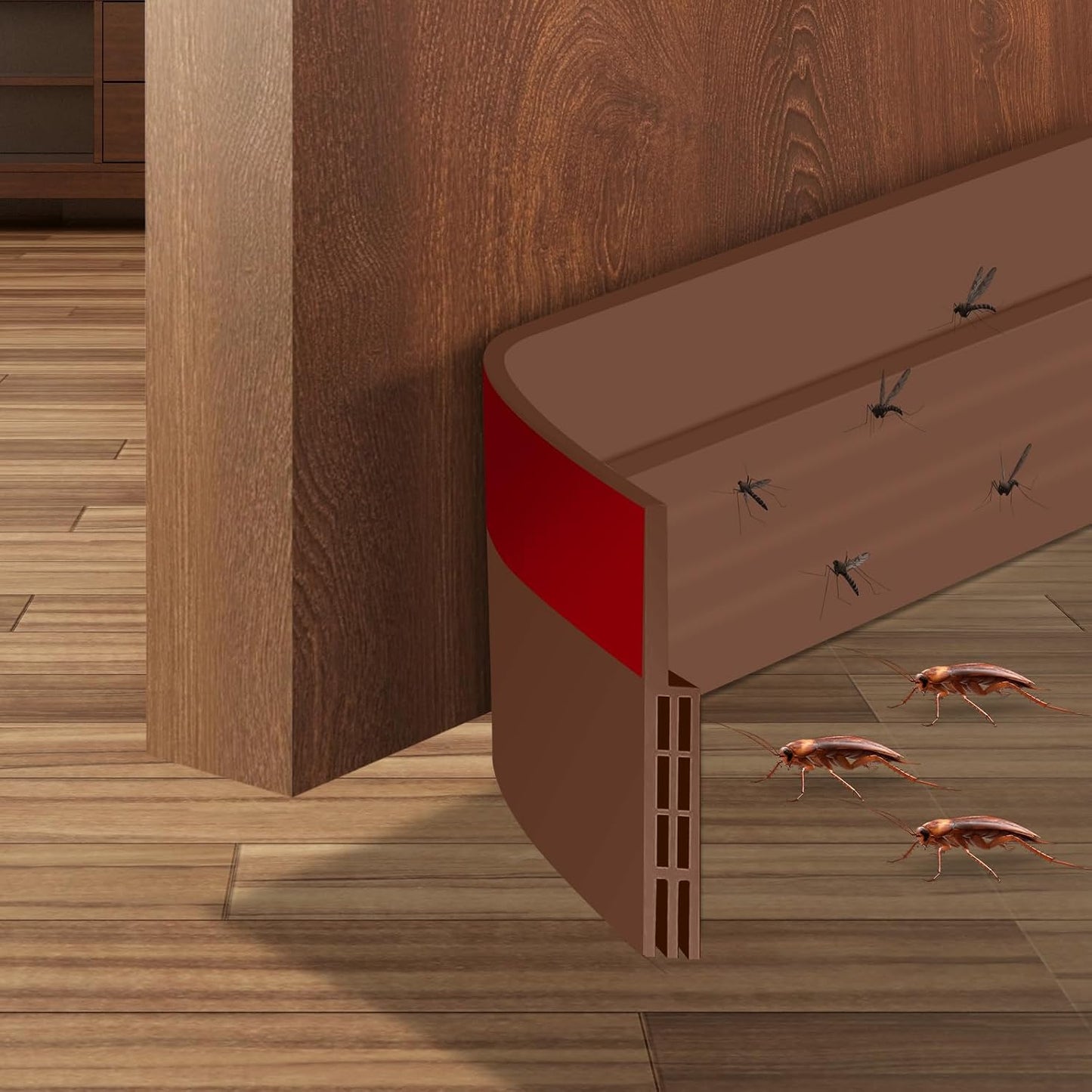 Ainiv Door Draft Stopper Under Door Seal, 2" W x 39" Cutable Soundproof Door Seal, Adhesive Under Door Sweep Weather Stripping Soundproof Kit, Under Door Draft Stopper Seals Anti-Collision-Black