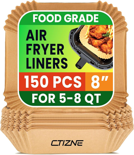 Air Fryer Liners Disposable, Parchment Paper 8" Square for 5-8QT