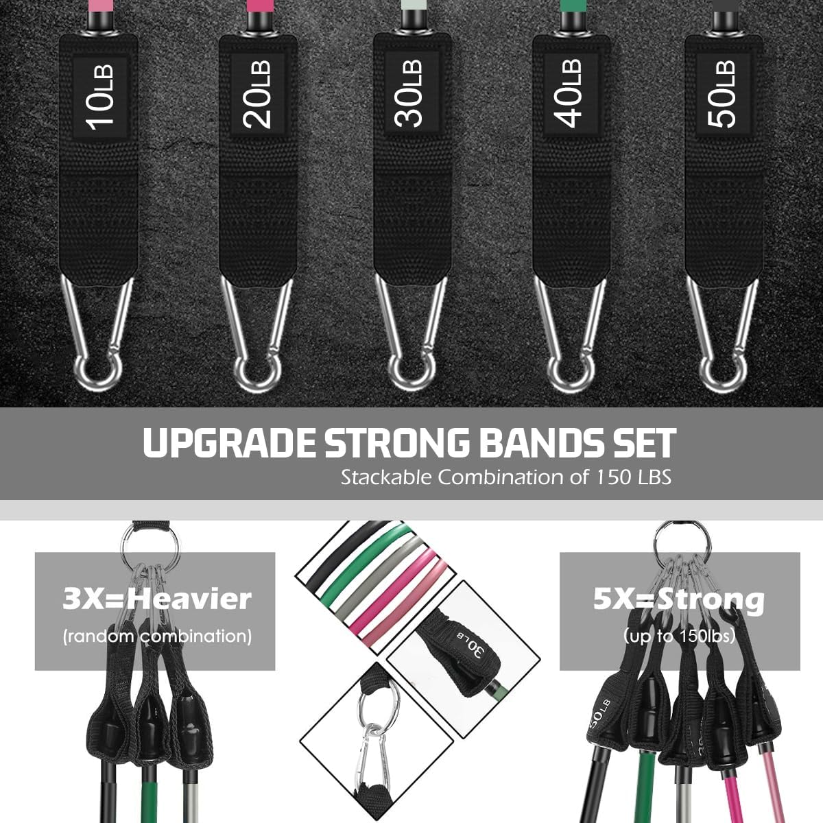 VElCK Resistance Bands Set with Handles for Exercise, Workout and Home Gym | 100% Natural Latex, 10-150LBS, Versatile for Yoga, Pilates, Strength, Home Gym