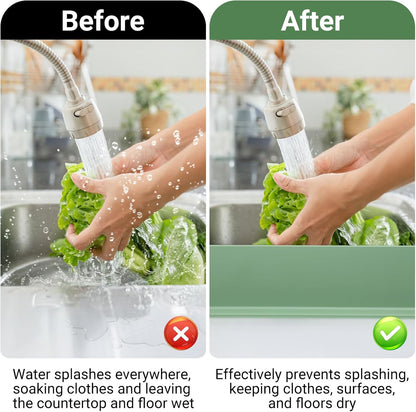 19.3 inch Silicone Sink Splash Guard, Splash Guard for Kitchen Sink Area, Backsplash Protector for Kitchen Countertop & Bathroom Bathtub with Non-Slip Strong Suction, White
