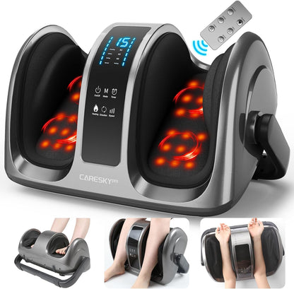 Shiatsu Foot Massager with Heat, Deep Kneading Foot Massager for Plantar Fasciitis, Neuropathy, Circulation and Pain Relief, Foot and Calf Massage at Home/Office