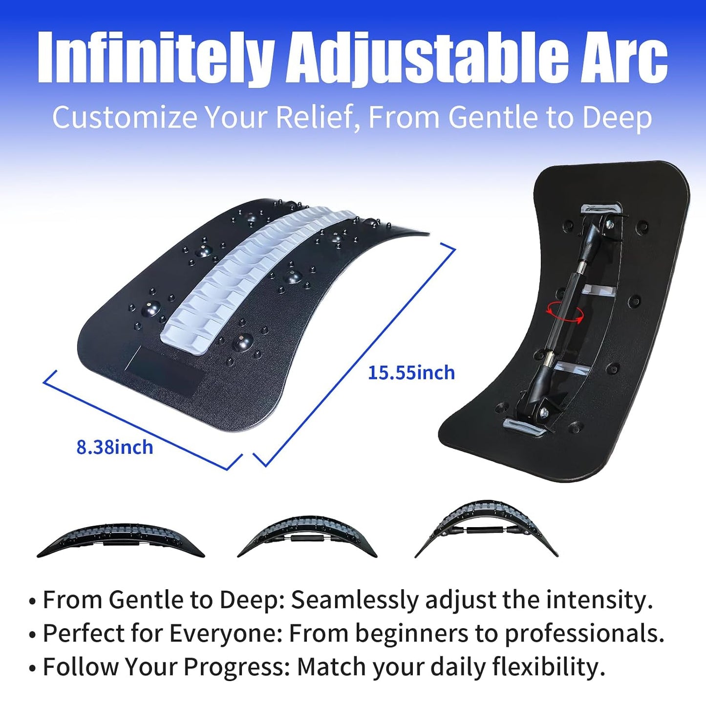 Back Stretcher Adjustable Spine Support Device | Adjustable Back Stretching Board with Massage Points for Daily Stretching, Home Fitness and Relaxation