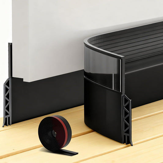 2 Pack Door Draft Stopper Sheets, Door Sweep for Exterior & Interior Doors,Rolls & Strips Under Door Draft Blocker Insulator Doors Sweep Weather Stripping Noise Stopper Strong Adhesive, Black 39"