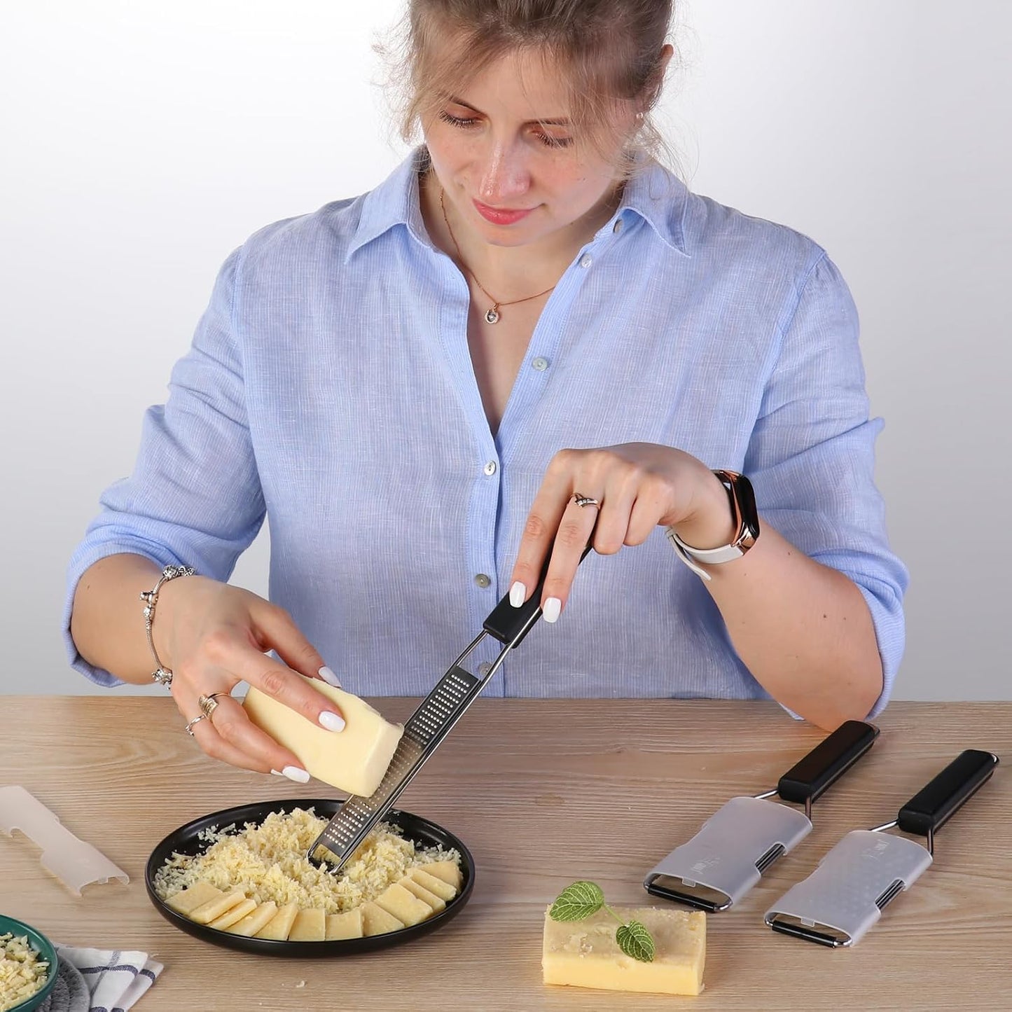 Cambom Lemon Zester Grater Three-piece Suit - Heavy Duty Kitchen Tool for Parmesan Cheese, Ginger, Garlic, Nutmeg, Chocolate, Vegetables，Fruits，Stainless Steel Grater Dishwasher Safe Black | 304 Stainless Steel, Sharp Tool for Parmesan Cheese, Ginger,