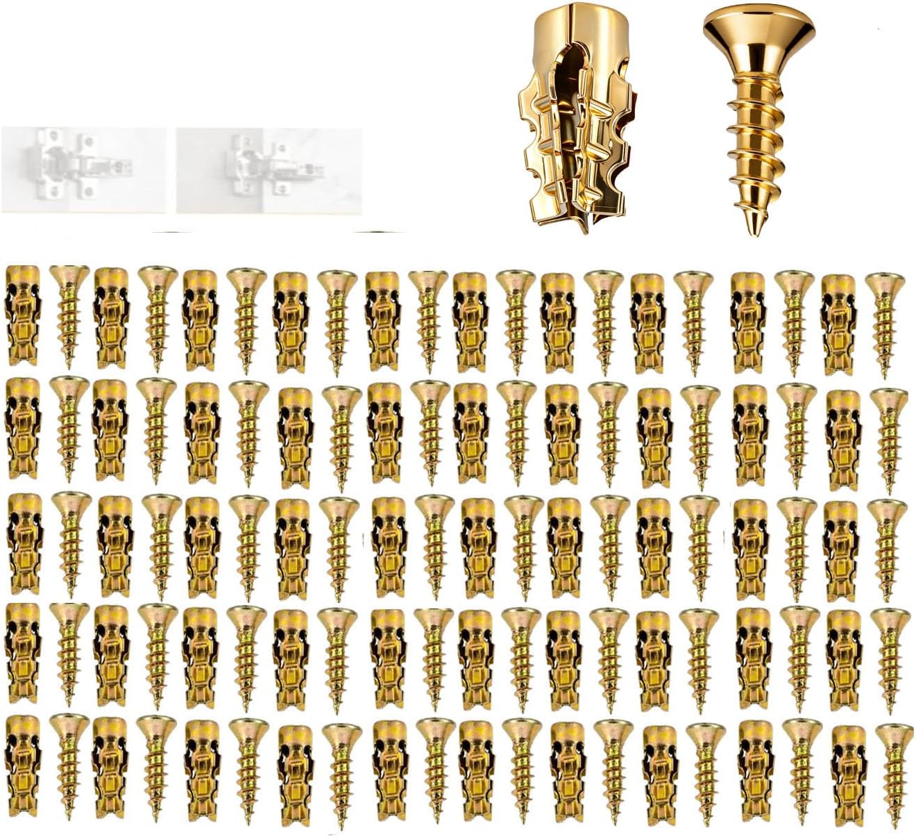 50Pcs 6×14mm Short Expansion Screw Set, Thread Repair Screws for Cabinet Door Hinge Repair & Stripped Thread Restoration, Expansion Anchors, Door Hinge Repair Kit