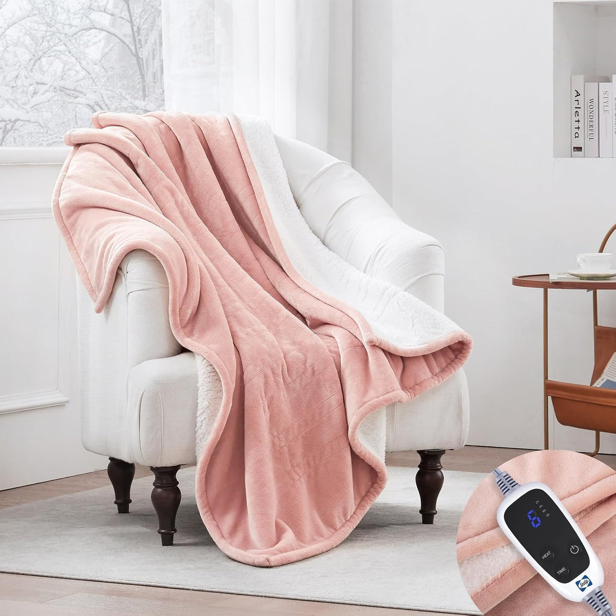 Sealy Electric Throw Blanket Heated Flannel & Sherpa Auto Shutoff 50"x60"
