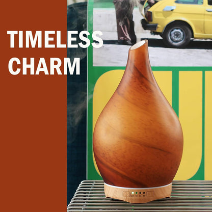 Porseme Essential Oil Diffuser 280ml Handmade Glass Diffuser 7H Runtime | Elegant Handmade Glass Aroma Diffuser with 7-color LEDs, Quiet Aromatherapy and Safe Auto Shut-off, Perfect for Gifts