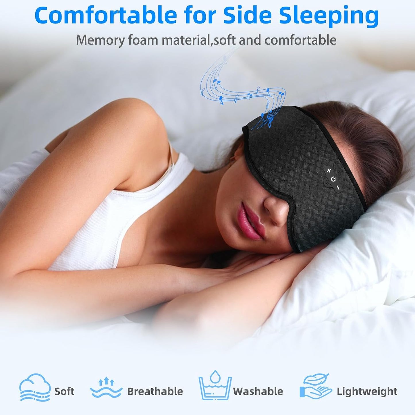 3D Sleep Mask with Bluetooth Headphones, Sleeping Headphones for Side Sleepers, Zero Eye Pressure, Adjustable Sleep Eye Mask, Ultra-Thin Stereo Speakers Perfect for Sleeping-Peacock Blue
