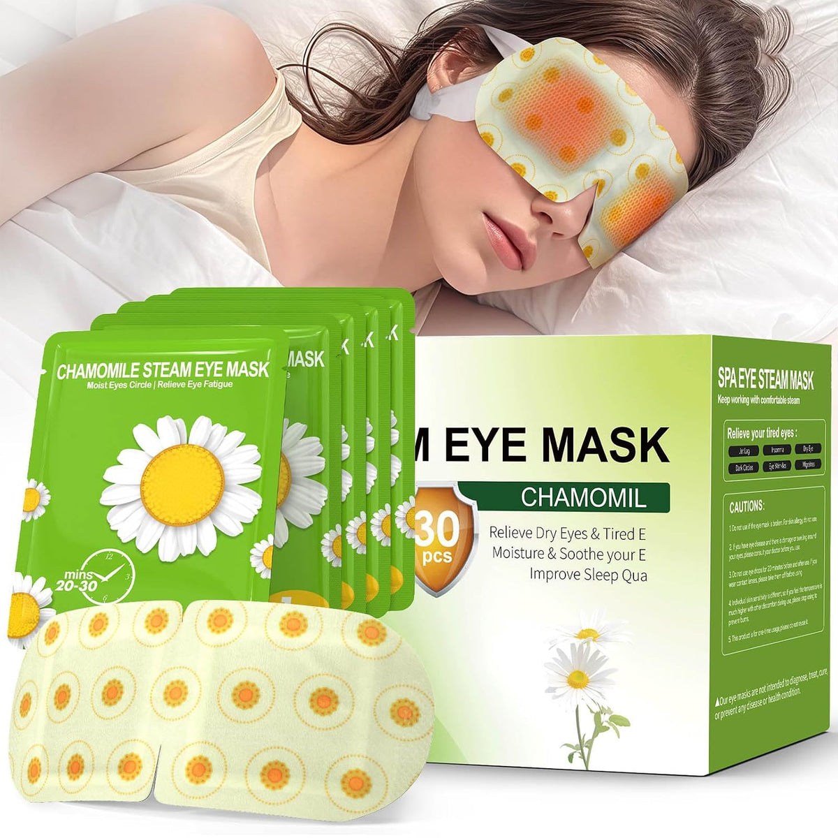 Steam Eye Mask,Warm Eye Compress for Dry Eyes Sleep Mask,Hot Auto Heated Eye Masks Relaxing Items for Women Moist Heat for Eyes Soothing Eye Fatigue,Disposable EyeMask for SPA Essentials