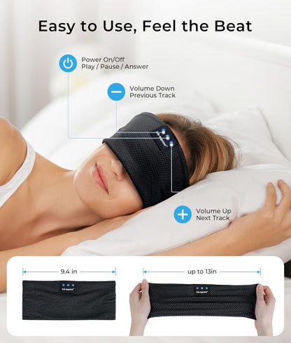ink-topoint Sleep Headphones Bluetooth Headband, Wireless Sports Earphones | Sleeping Headphone for Side Sleepers with HD Stereo Speakers Breathable Headbands for Running, Yoga, Travel, Women&Men