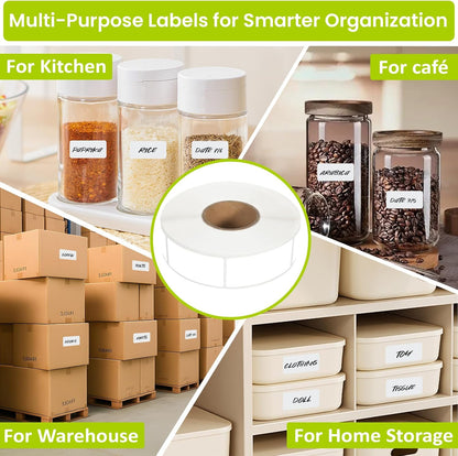 1000 Pcs Removable Food Labels Stickers with Perforation Line, 1" x 2" | For Storage Bins, Jars, Waterproof & Oil Resistant, Freezer Labels, Bottle Labels Easy Peel Off, Labels for Food Containers