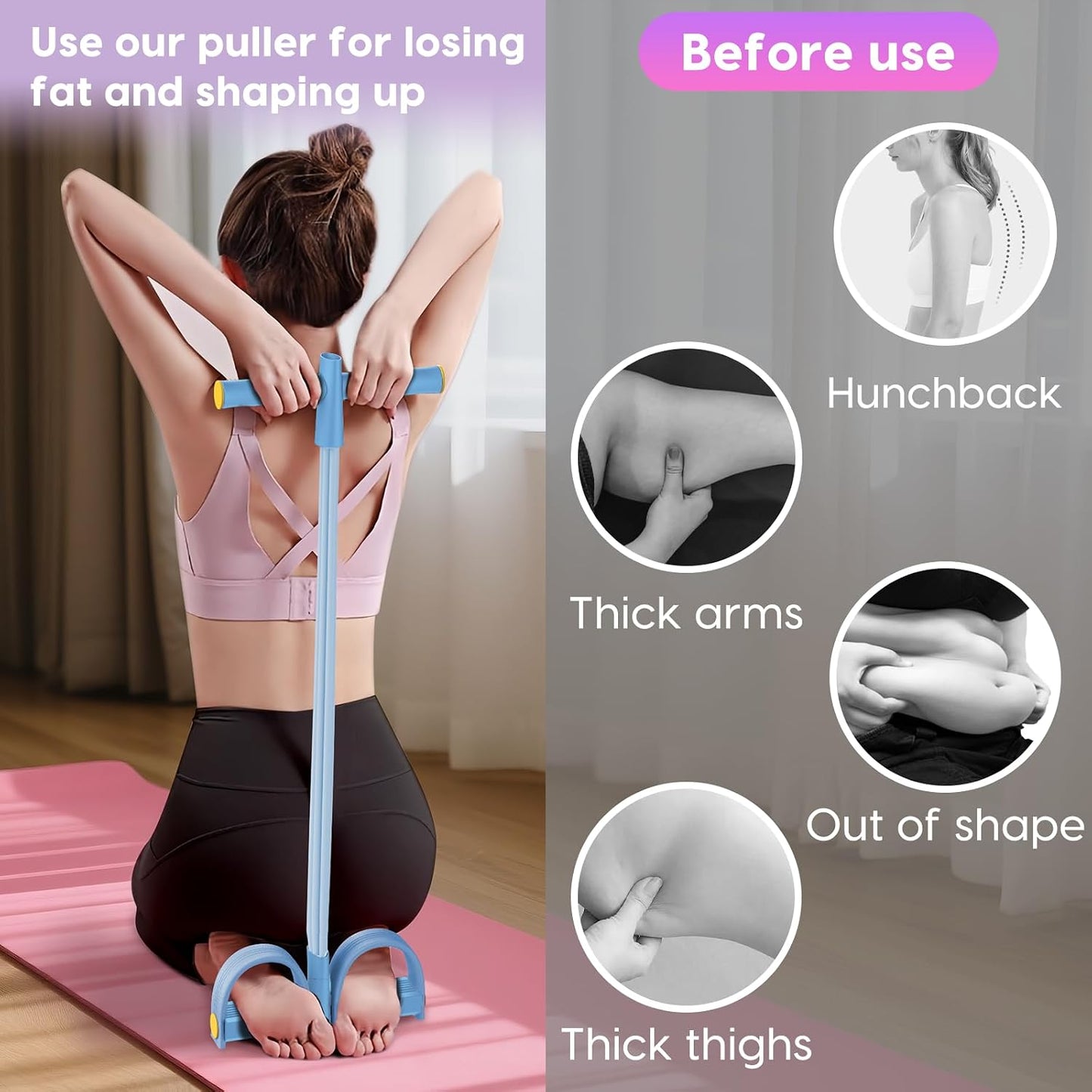 Pedal Resistance Band with Handles, 6-Tubes Natural Rubber Exercise Bands | Upgrade Foot Pedal Resistance Bands for Working Out, Multifunction Fitness Equipment for Abdomen, Waist, Arm, Leg, Pilates