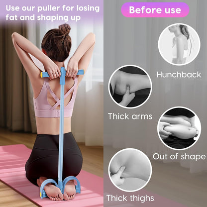 Pedal Resistance Band with Handles, 6-Tubes Natural Rubber Exercise Bands | Upgrade Foot Pedal Resistance Bands for Working Out, Multifunction Fitness Equipment for Abdomen, Waist, Arm, Leg, Pilates