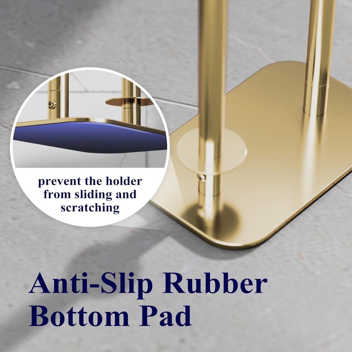 Kitsure Metal Toilet Paper Holder Free Standing, Medium, Black | Rustproof Toilet Paper Stand for 4 Rolls, Bathroom Organizers and Storage with Anti-Slip Base and Plastic Shelf