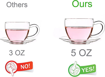 Jusalpha 11 PC-Glass Filtering Tea Maker Teapot with a Warmer and 6 Tea Cups Set (Version 2, 27-Oz) | 6 units of 1.7 oz tea cups, tea set comes with a 27 oz teapot with a removable infuser