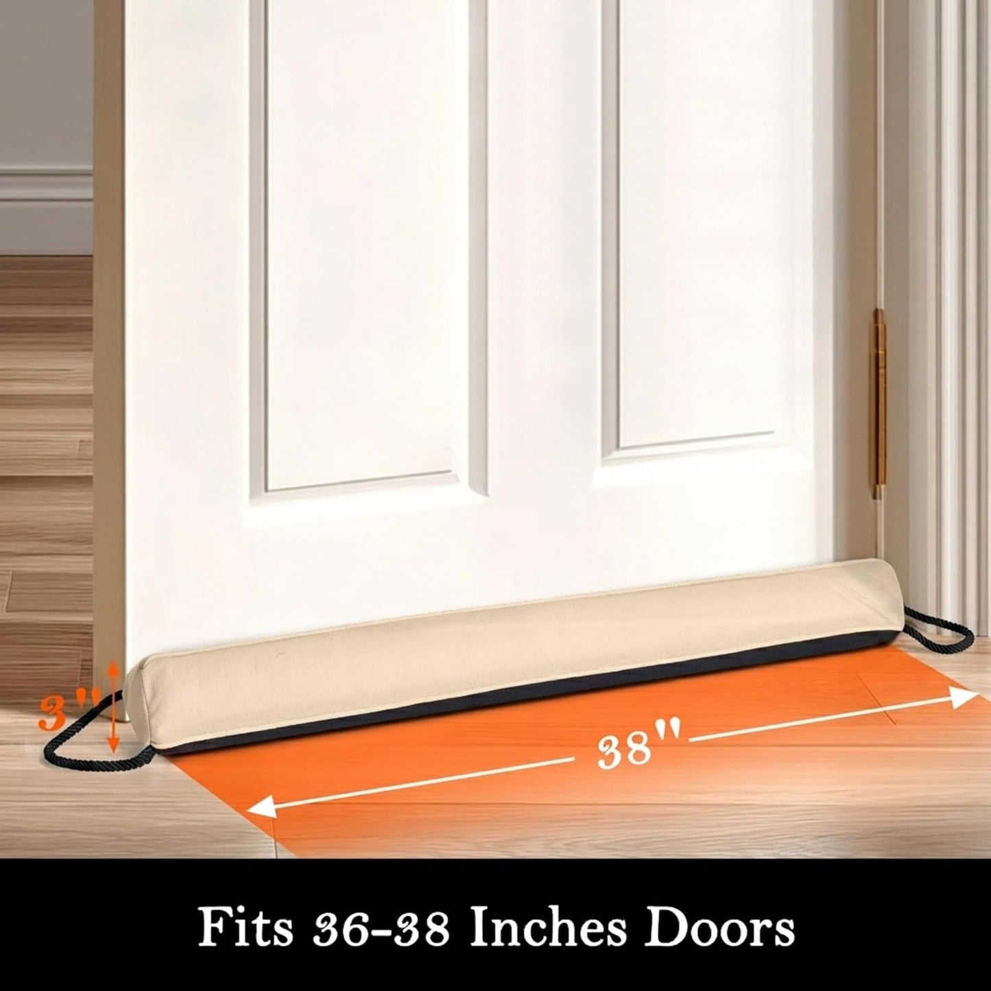 Door Draft Stopper, Removable Washable Cover, 38", Gray | Weighted Gap Filler, Blocks Hot and Cold Air, All-Season Seal, Easy Install, Noise & Wind Blocker, Home Essentials
