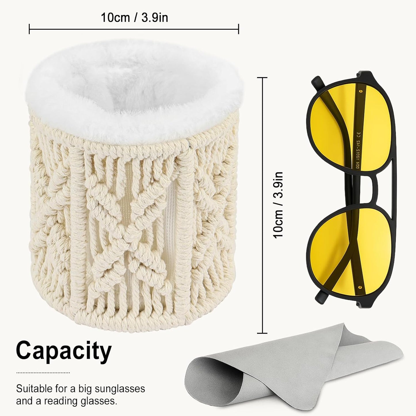 RayLove Glasses Holder for Nightstand, Boho Decor Eyeglass Case, Plush Lined Glasses Holder Stand for Office Desk Organizer