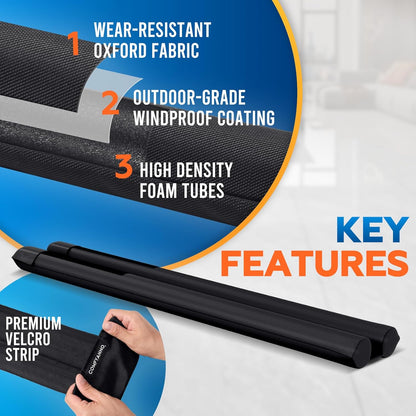 Comfyanno Under Door Draft Stopper - Bottom Door Gap Filler & Seal - Fits 30” to 36” Door, Double Side Block Noise, Sound, Air, Bugs, Dust, Easy to Install, No Adhesive, Black
