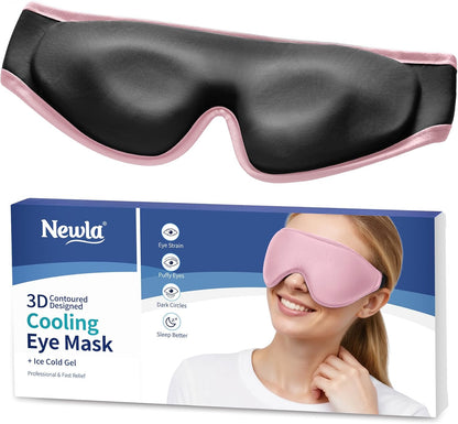 Cooling Gel Eye Mask for Puffy Eyes, Larger Full-Eye Contour Cold Compress | Ice-Cold Gel Therapy, Forehead & Upper Cheek Cooling Relief, Reusable Ice Pack for Eyes, FSA Eligible Items HSA, Black