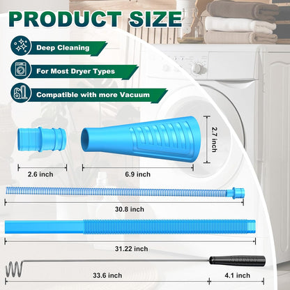 Sealegend 2 Pieces Dryer Vent Cleaner Kit Dryer Lint Vacuum Attachment Hose | Flexible Dryer Vent Vacuum Hose for Deep Cleaning/Lint Remover Kit with Guide Wire/Dryer Lint Trap Cleaner Ease of Use (Blue)