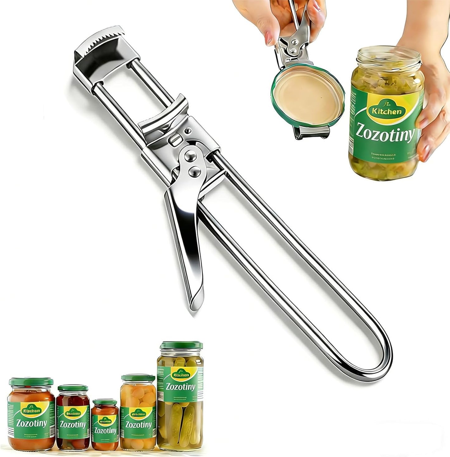 Extended Jar Openers for Weak Hands (1) | Adjustable Stainless Steel Bottle Opener, Can Opener for Seniors with Arthritis, Large and Small Lids Gripper, Household Tool