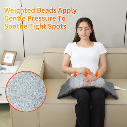 Heating Pad for Back - Weighted Heated Pad for Neck, Shoulder, Cramps and Knee, 3 Massage Modes & 3 Heat Levels, Auto Shut Off, Warm Gifts for Adult, 12"x24"