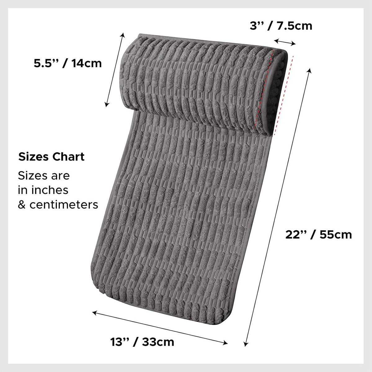 WdFour Headrest Memory Pillow, Support Cushions for Neck, Back or Foot for Sofas, Recliners, Office Chairs, Massage Chairs for Neck Pain Relief and Cervical Support(Khaki, 13" Wx2.7 D).