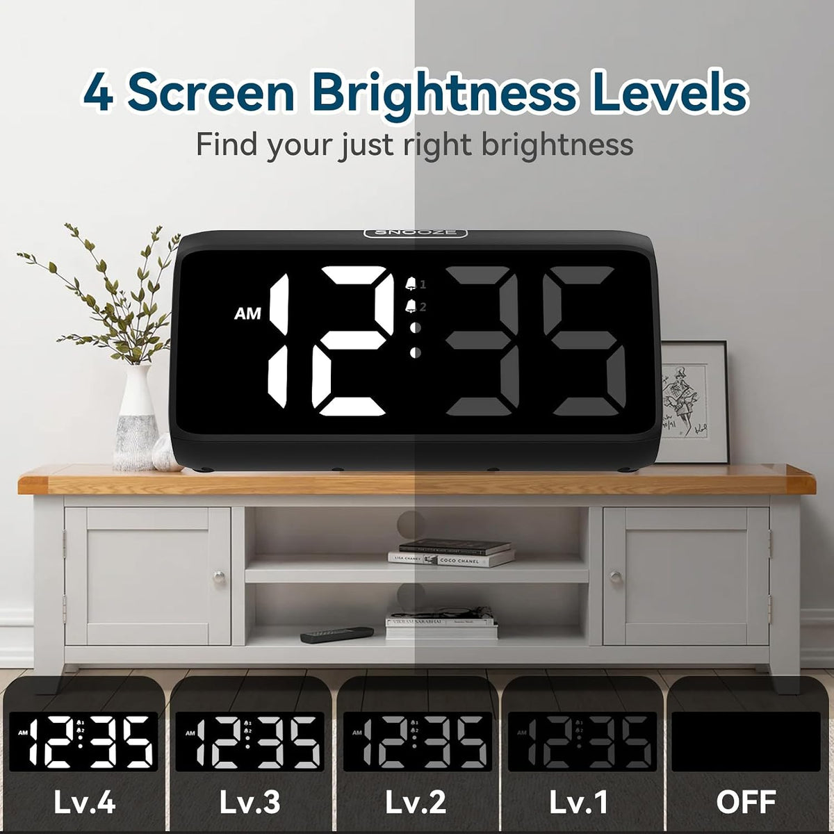 Netzu Loud Alarm Clock for Heavy Sleepers, RGB Alarm Clocks for Bedrooms Seniors Kids, Plug in Digital Clock with 5 Dimmers, 2 Alarms, 4 Volumes and Snooze
