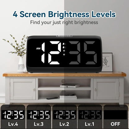 Netzu Loud Alarm Clock for Heavy Sleepers, RGB Alarm Clocks for Bedrooms Seniors Kids, Plug in Digital Clock with 5 Dimmers, 2 Alarms, 4 Volumes and Snooze