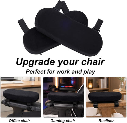 Gosknor 2pcs Office Chair Arm Pads, Memory Foam Non-Slip Armrest Cushion | Ergonomic Office Chair Arm Covers with Adjustable Buckles and Straps Forearm Support Pillow for Desk Computer & Wheelchair