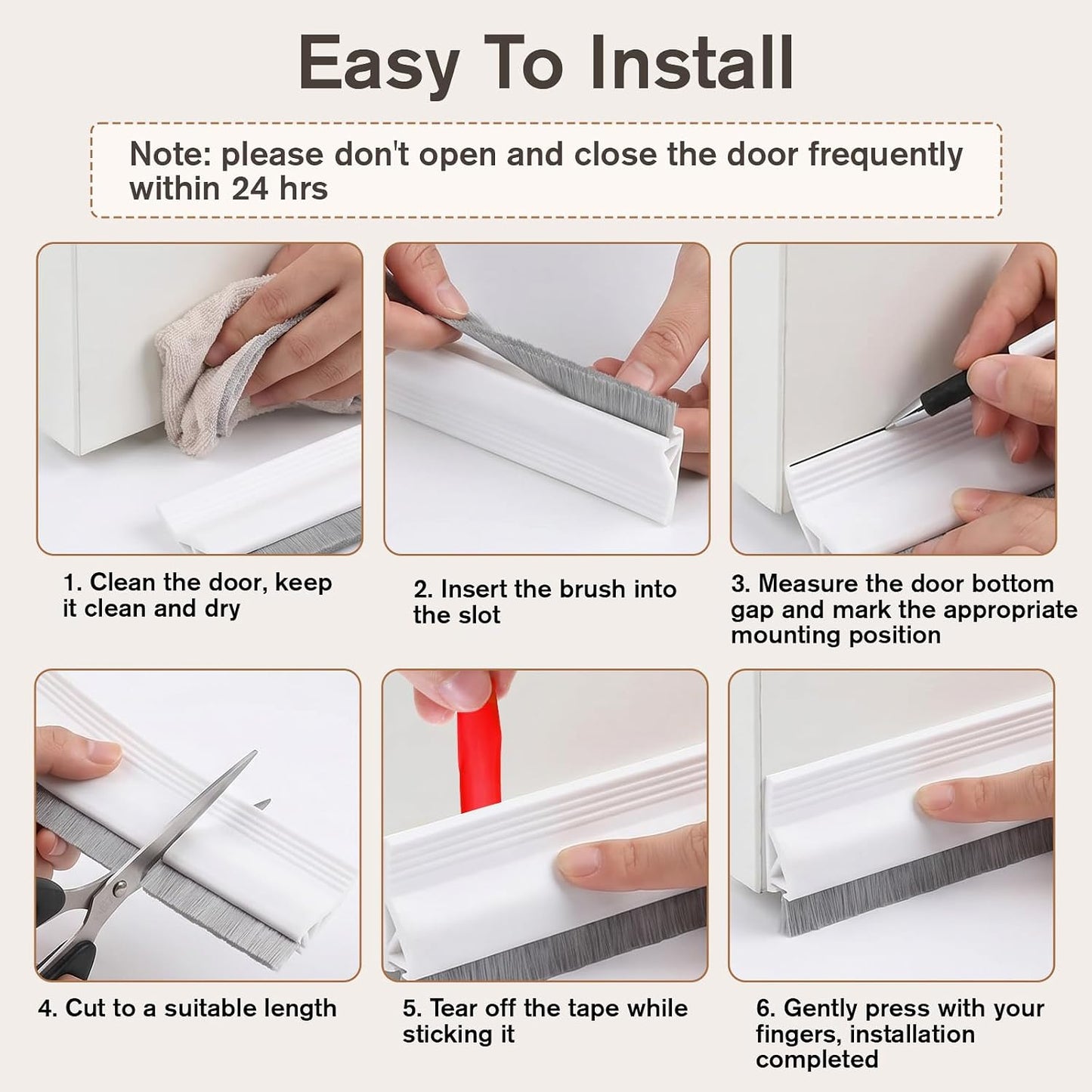 39" Door Sweeps Screen Door Bottom Sweep with Brush | Adhesive Under Door Sweep for Exterior Interior, Door Gap Filler Bottom Seal Keeping Draft, Noise, Dust, Unwanted Animals Out