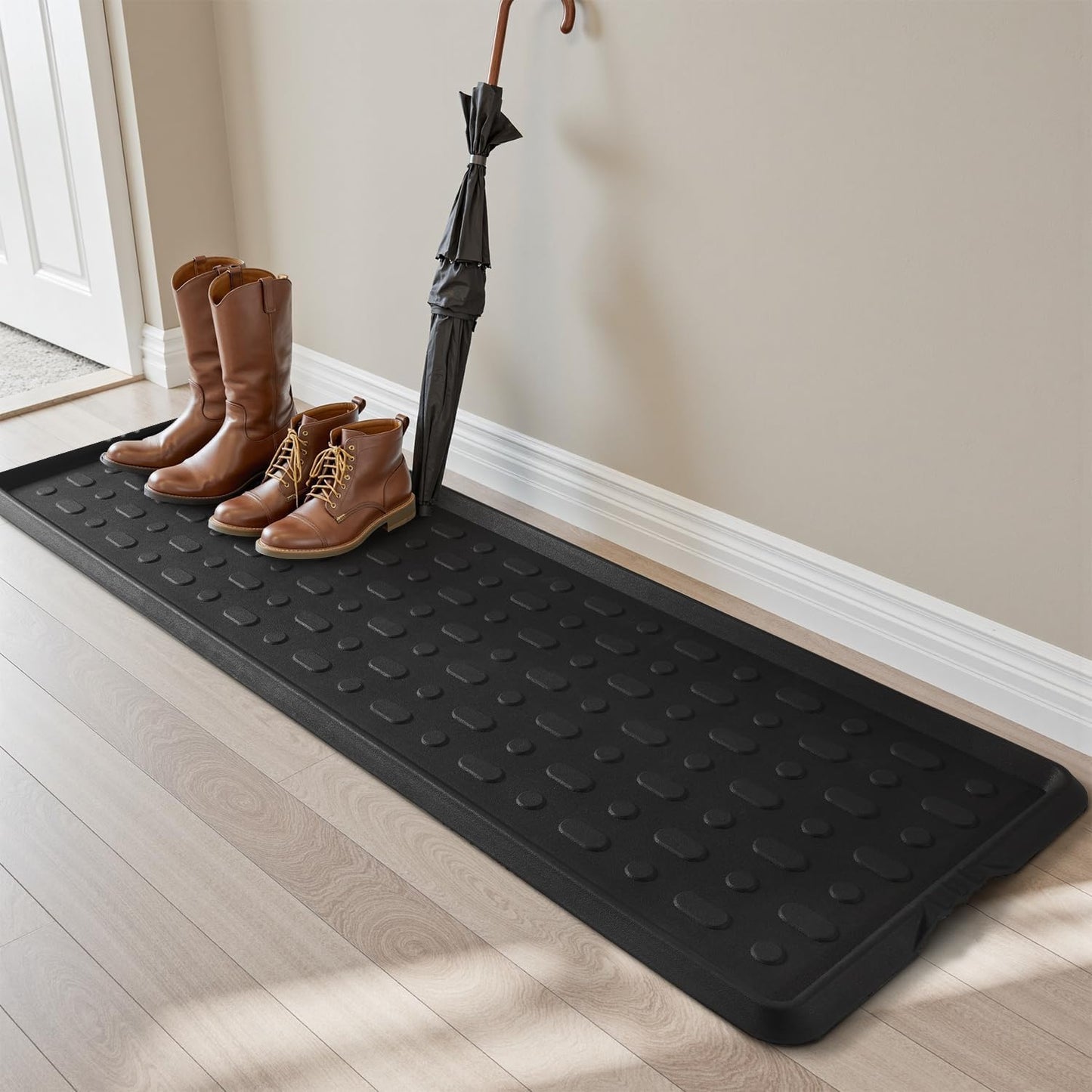 tchdio Durable Rubber Boot Tray and Shoe Mat for Entryway - Heavy Duty Waterproof Shoe Tray Organizer, Non Slip Boot Trays for Front Door, Entryway Muddy Shoes Storage, 16x27.5 Inches