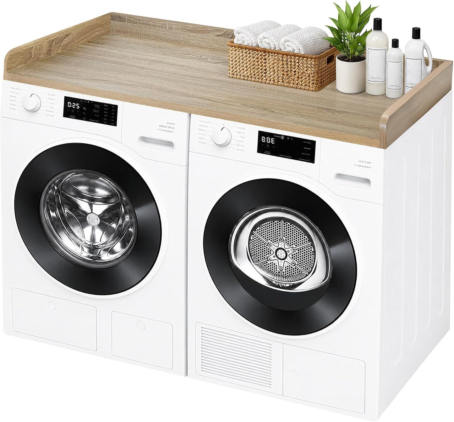 ROYXEN Washer Dryer Countertop, Laundry Countertop Solid Wood, Countertop for All Front-Loaded Washing Machine and Dryer, Extra Room for Laundry Room, Oak