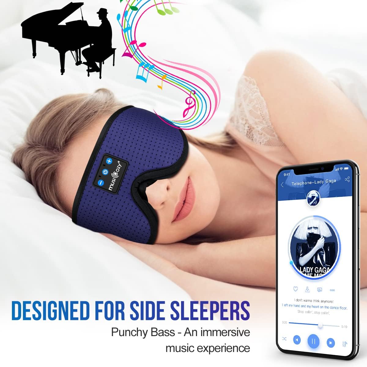 MUSICOZY Sleep Headphones Bluetooth 5.4 Sleep Mask with HD Sound