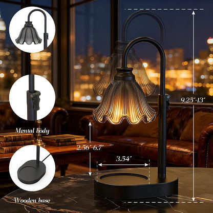 Flower Candle Warmer Lamp,Adjustable Timer & Dimmer(Green) | Adjustable height fits jars. Timer & dimmer safe melt. 2 bulbs & heat-proof base. Perfect for bedroom, office, or gifting.