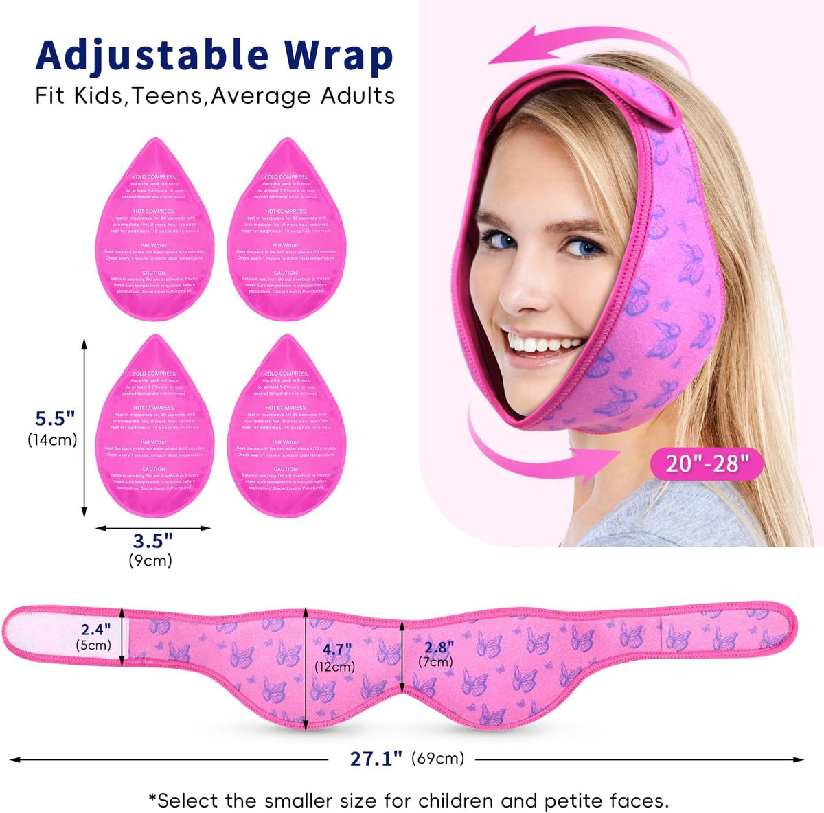 Wisdom Teeth Ice Pack Head Wrap for Pain Relief - Cold Hot Therapy for Face