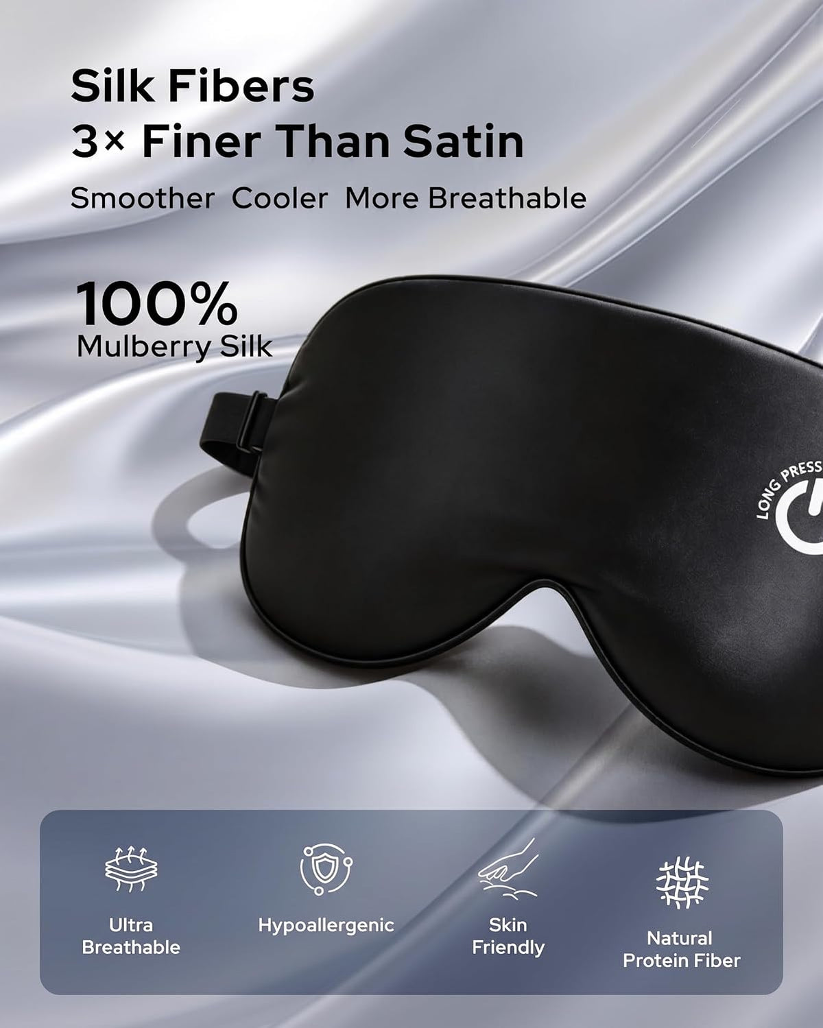 Heated Eye Mask for Dry Eyes, FSA-HSA Eligible, Cordless Rechargeable Warm Compress, 100% Mulberry Silk Removable Cover, 3 Heat Settings 95-131°F, 20-Min Auto-Off, USB-C, Stye & Sleep