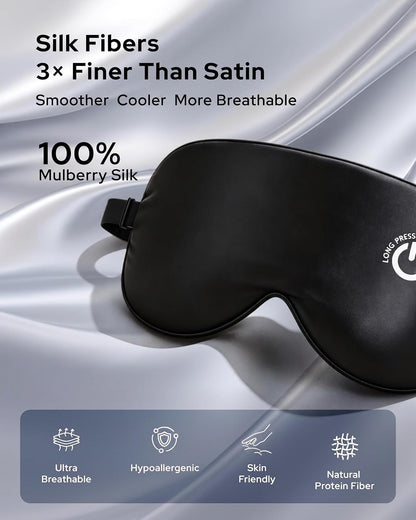 Heated Eye Mask for Dry Eyes, FSA-HSA Eligible, Cordless Rechargeable Warm Compress, 100% Mulberry Silk Removable Cover, 3 Heat Settings 95-131°F, 20-Min Auto-Off, USB-C, Stye & Sleep