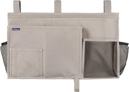 Surblue Bedside Caddy Hanging Organizer Storage Bag Pocket for Bunk, Hospital, College Dorm Rooms, Baby Bed Rails, Camp - 4 Pockets, 2 Hooks (Blue)