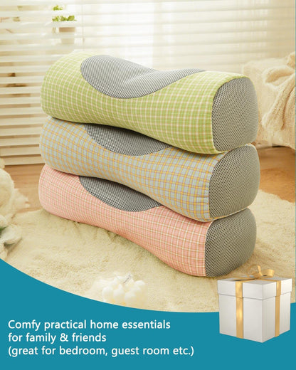 Buckwheat Cervical Neck Roll Pillow,17.7"x5.9" Firm Support Neck Bolster with Washable Cover, Adjustable Hard Cylinder Round Pillow with Buckwheat Hulls, for Office Lunch Breaks Sleeping,Pink