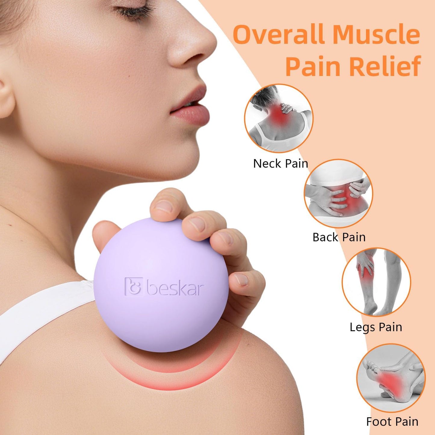 Massage Lacrosse Balls for Myofascial Release, Trigger Point Therapy | Foot Massage Ball to Relieve Plantar Fasciitis, Muscle Soreness