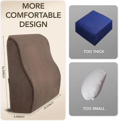 Lumbar Support Pillow for Recliner,Large Memory Foam Back Support Cushion for Sofa & Gaming Chair, Ergonomic Backrest Pillow for Elderly, Comfortable Couch Cushion with Machine Washable Cover,Gray
