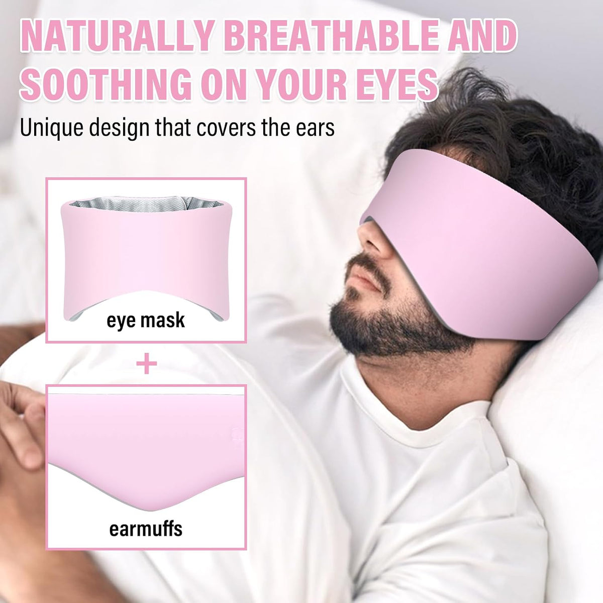 Sleep Mask & Earmuffs for Sleep - 2 in 1 Ear & Eye Mask with Ear Plugs