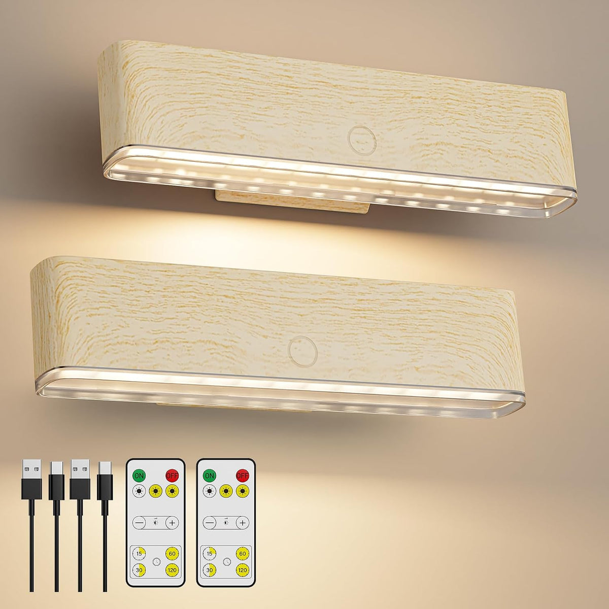 MOITA Battery Operated Wall Sconce Set of 2 Wireless Wall Lamp with Remote Control & Touch Control Rechargeable LED Wall Lights 3 Color Temperatures 360° Rotatable for Bedroom Living Room Black