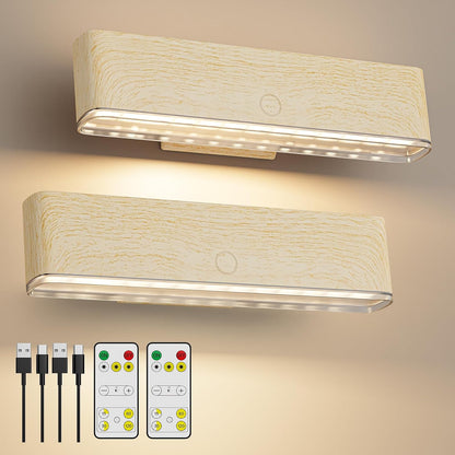 MOITA Battery Operated Wall Sconce Set of 2 Wireless Wall Lamp with Remote Control & Touch Control Rechargeable LED Wall Lights 3 Color Temperatures 360° Rotatable for Bedroom Living Room Black